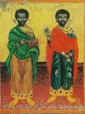 Icon of Kosmas and Damian (Asian)